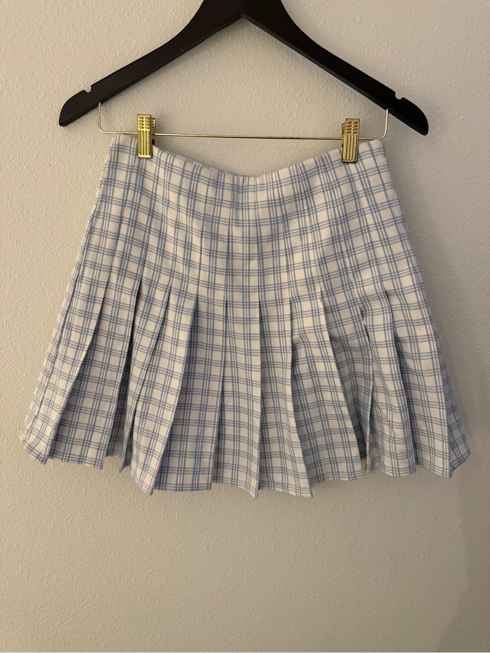 Brandy Melville Blue White Plaid Pleated Mini Skirt One Size Y2K Preppy